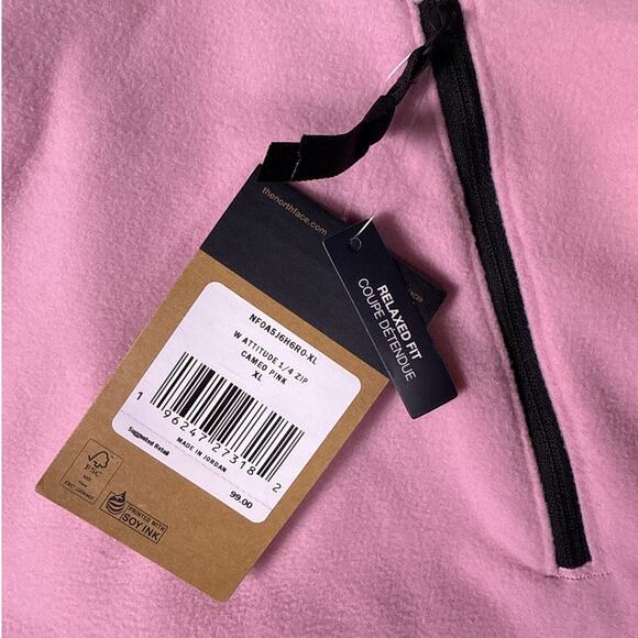 The North Face Fleece Pullover TKA Attitude Womens XL Zipper Cameo Pink Black - Picture 6 of 12